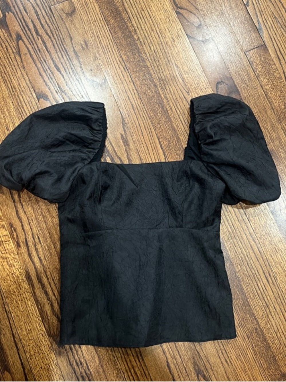 Hill House Black Puff Sleeve Square-Neck Top